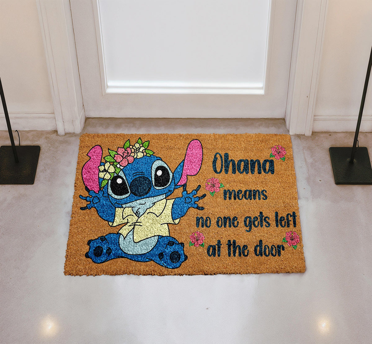 Ohana Means Family Doormat, Hawaiian Quote Welcome Mat, Cute Entry Rug, Coir Door Mat