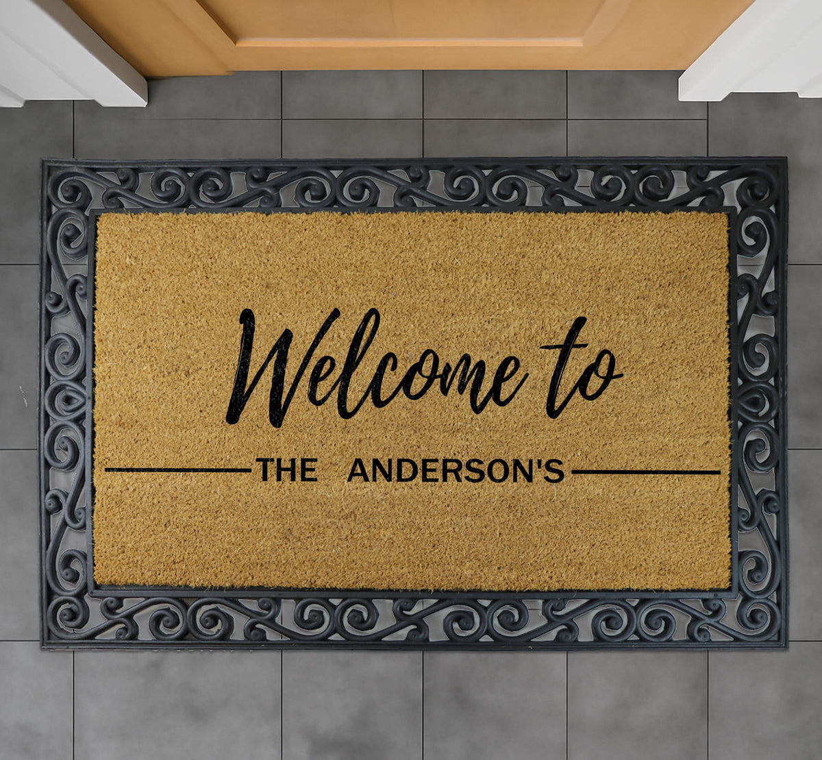 Personalized Family Name Welcome Doormat, Custom Last Name Porch Decor, Couples New Home Gift