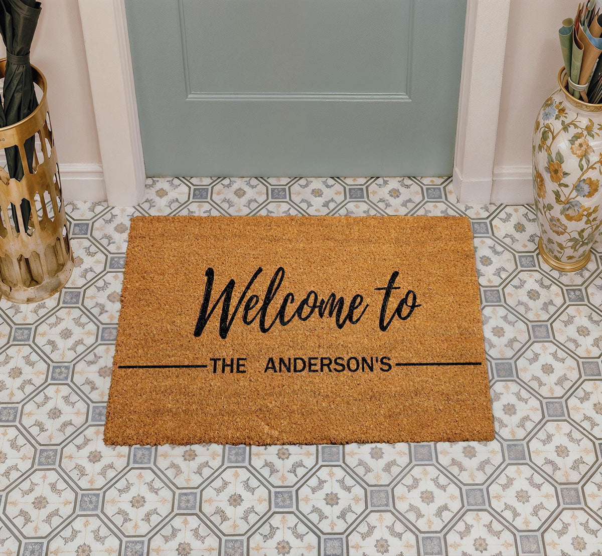 Personalized Family Name Welcome Doormat, Custom Last Name Porch Decor, Couples New Home Gift