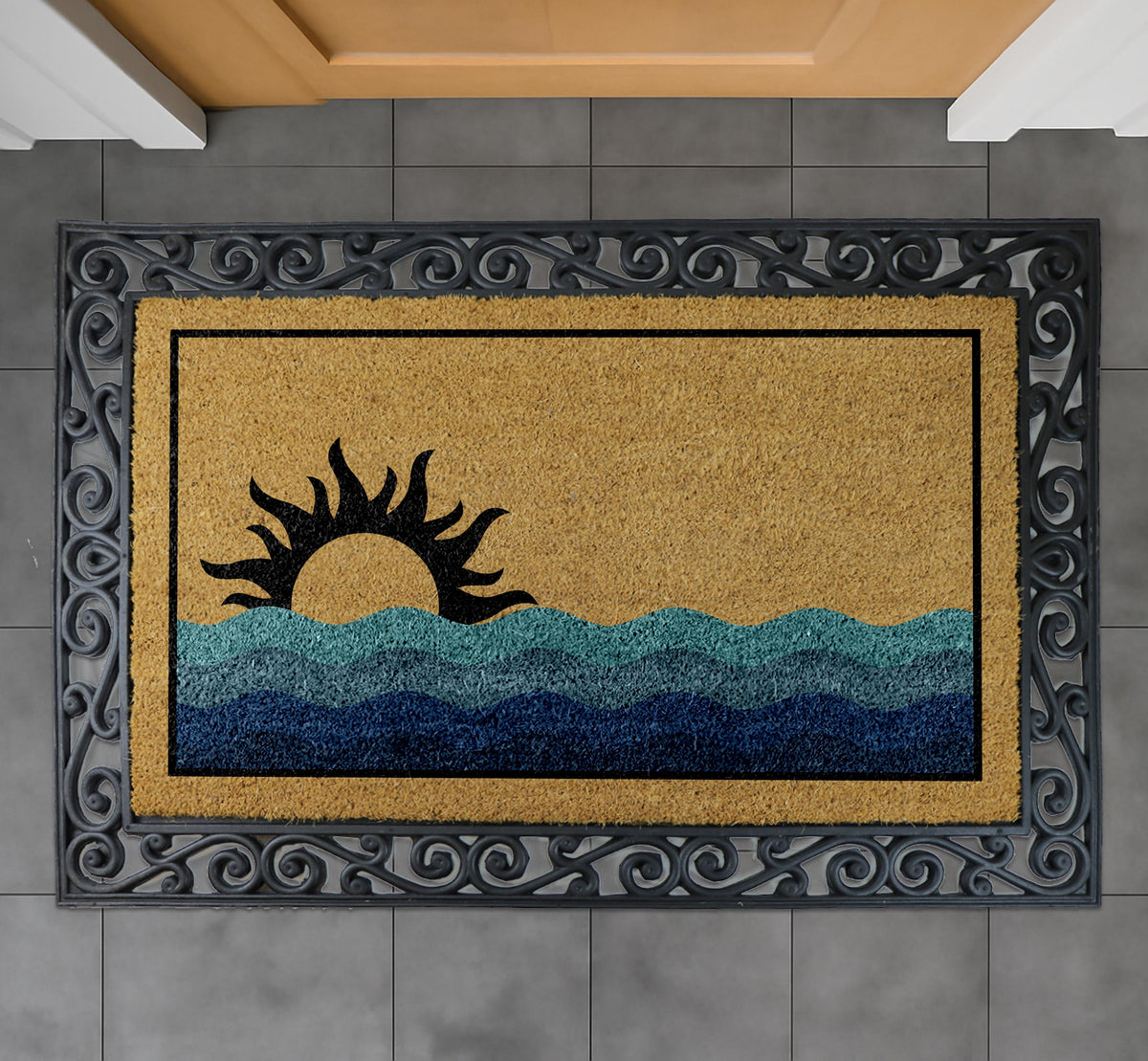 Sunset Ocean Doormat, Beach House Welcome Mat, Coastal Housewarming Gift