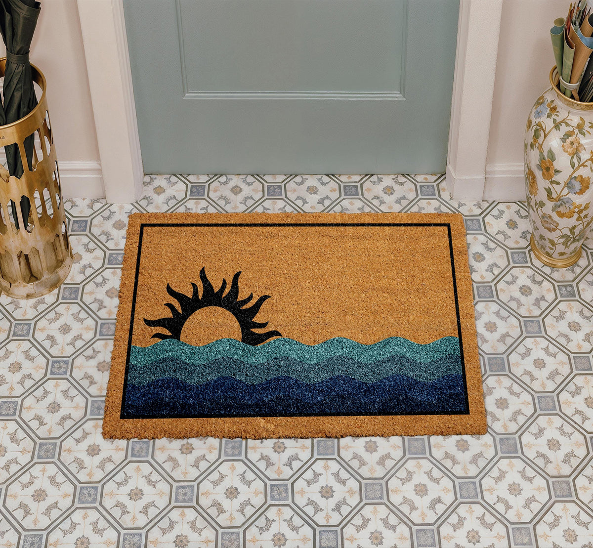 Sunset Ocean Doormat, Beach House Welcome Mat, Coastal Housewarming Gift