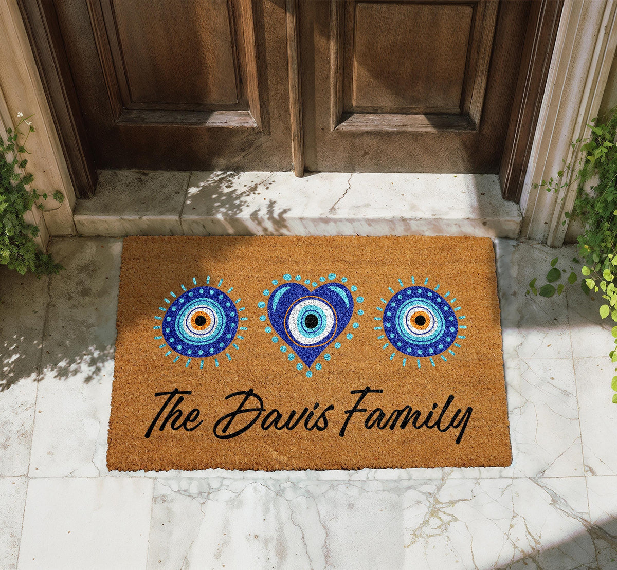 Custom Evil Eye Doormat, Personalized Family Spiritual Home Decor