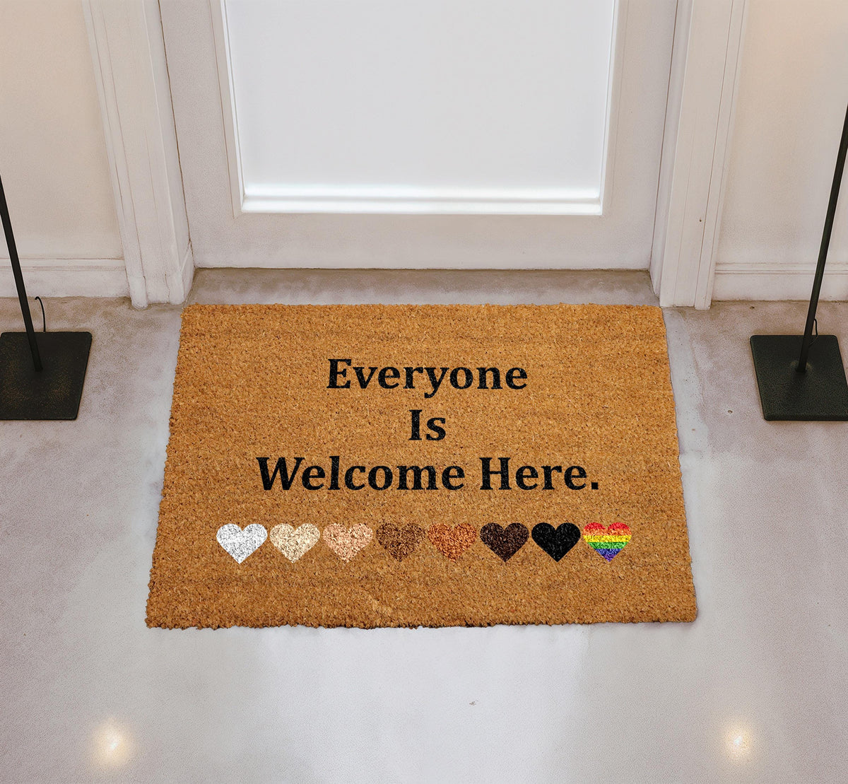 Everyone Is Welcome Here Doormat, Diversity and Inclusion Coco Door Mat, Equality Entryway Rug