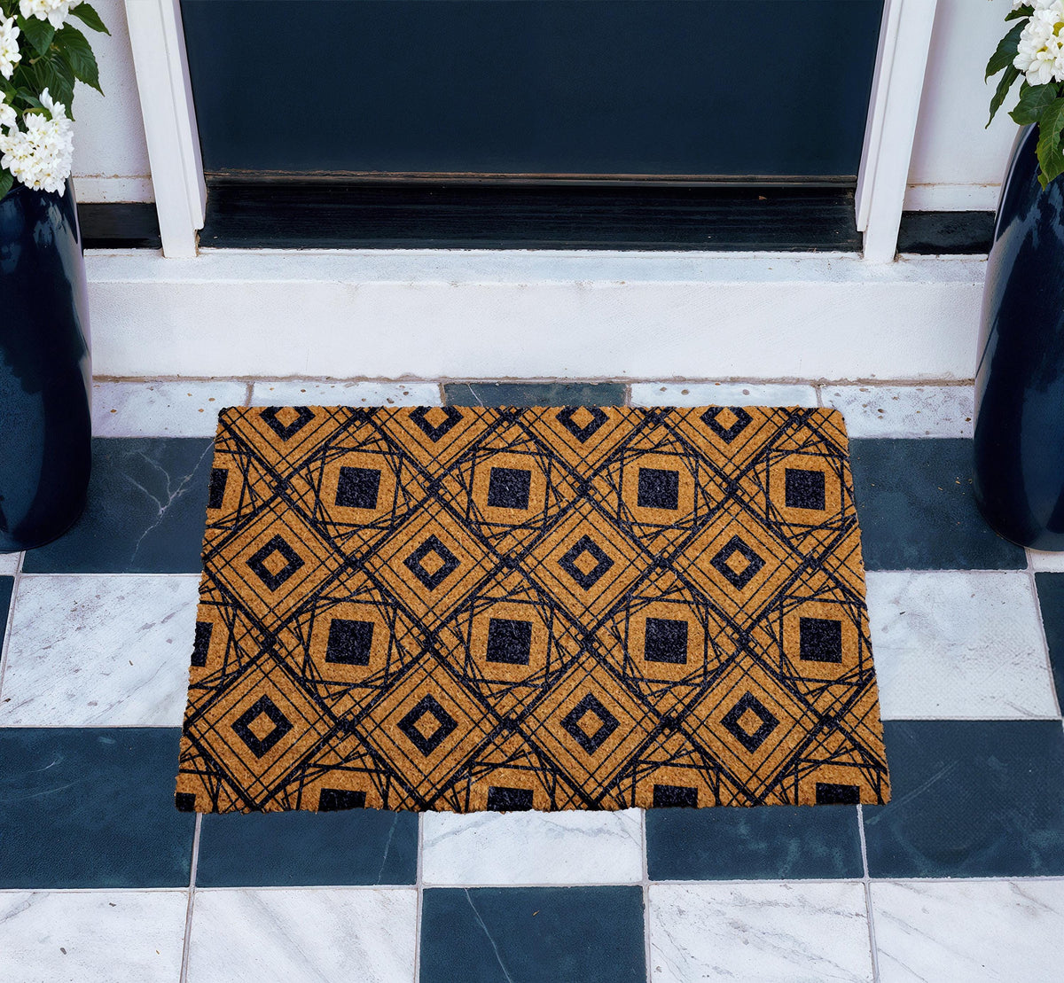 Geometric Pattern Doormat, Modern Art Welcome Mat, Abstract Home Decor