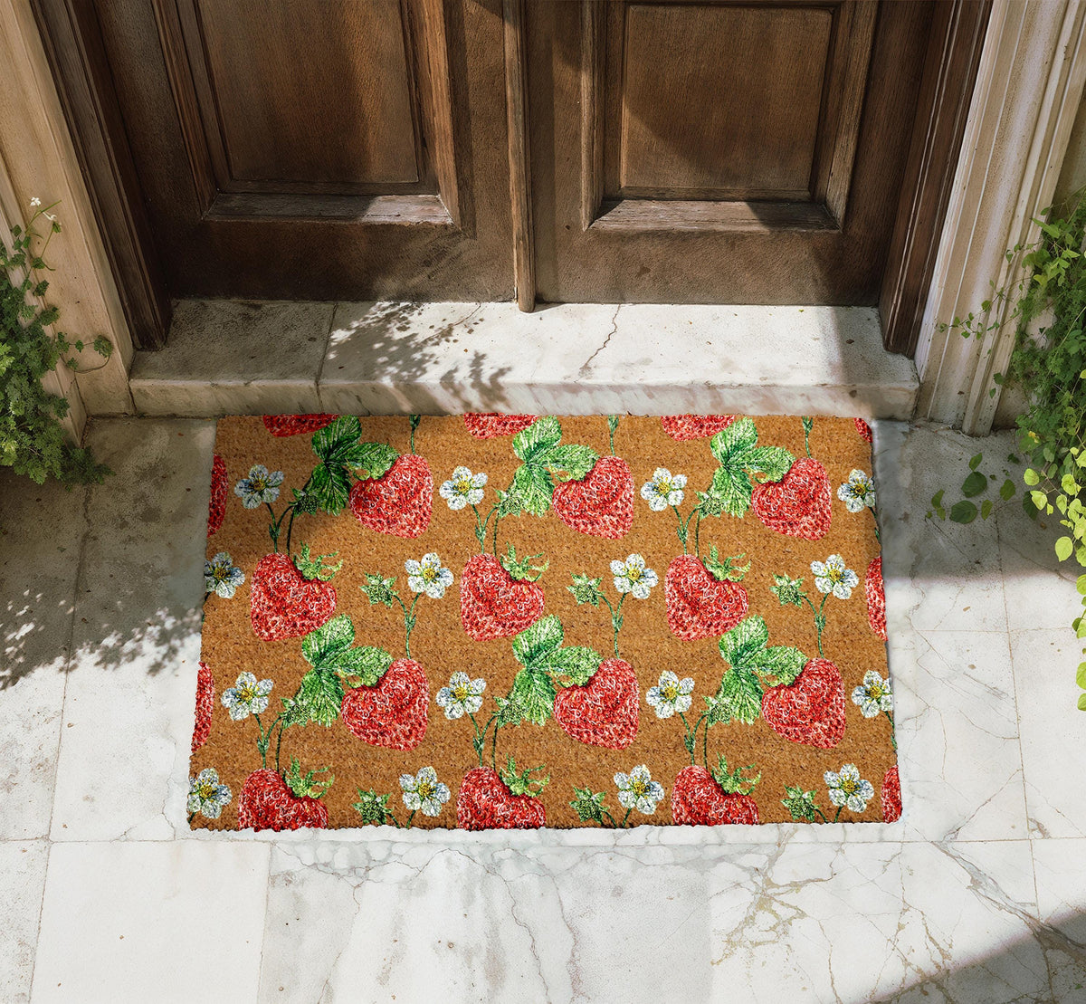 Vibrant Strawberry Doormat, Cute Fruity Door Mat, Garden Theme Welcome Mat