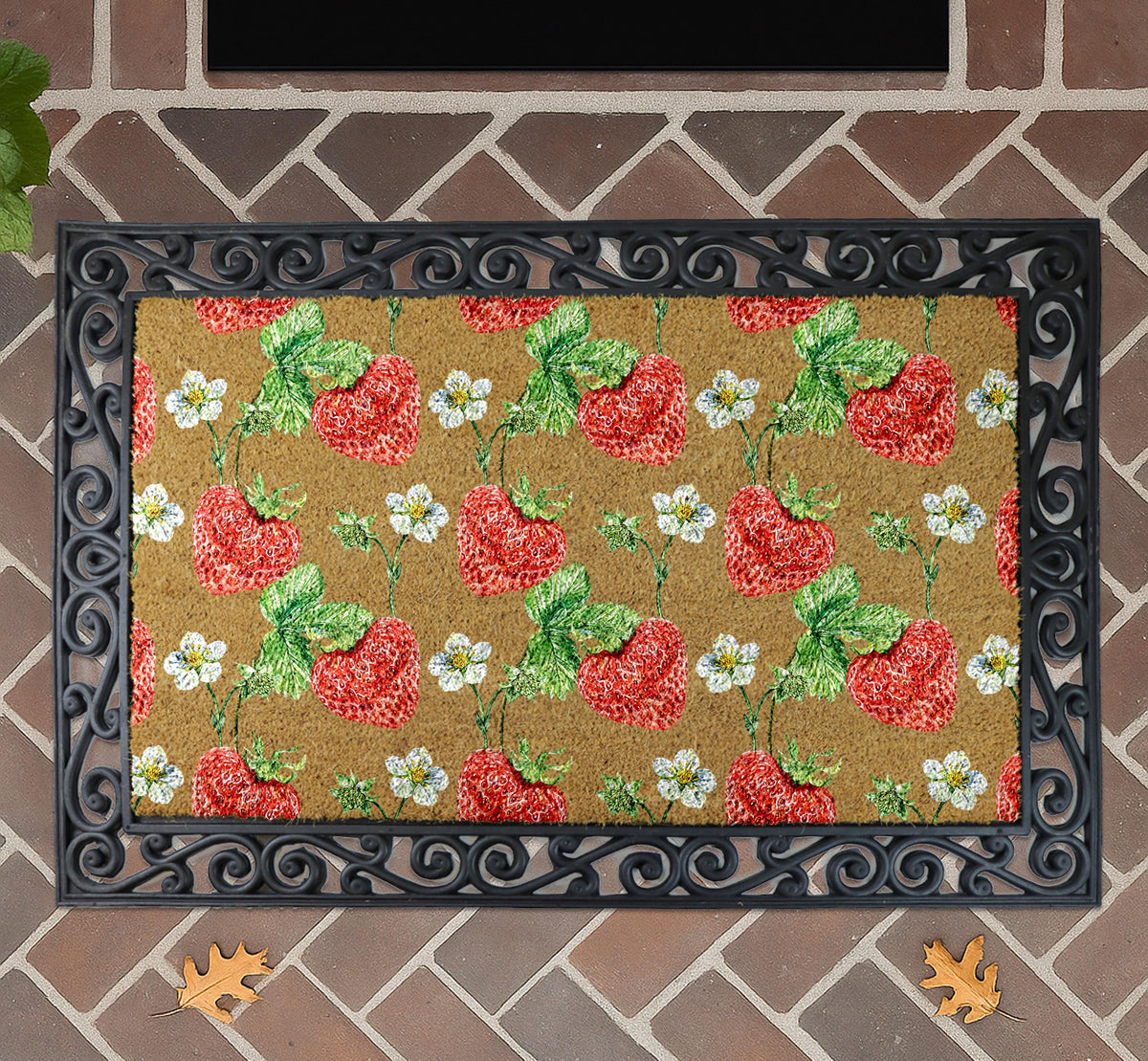Vibrant Strawberry Doormat, Cute Fruity Door Mat, Garden Theme Welcome Mat
