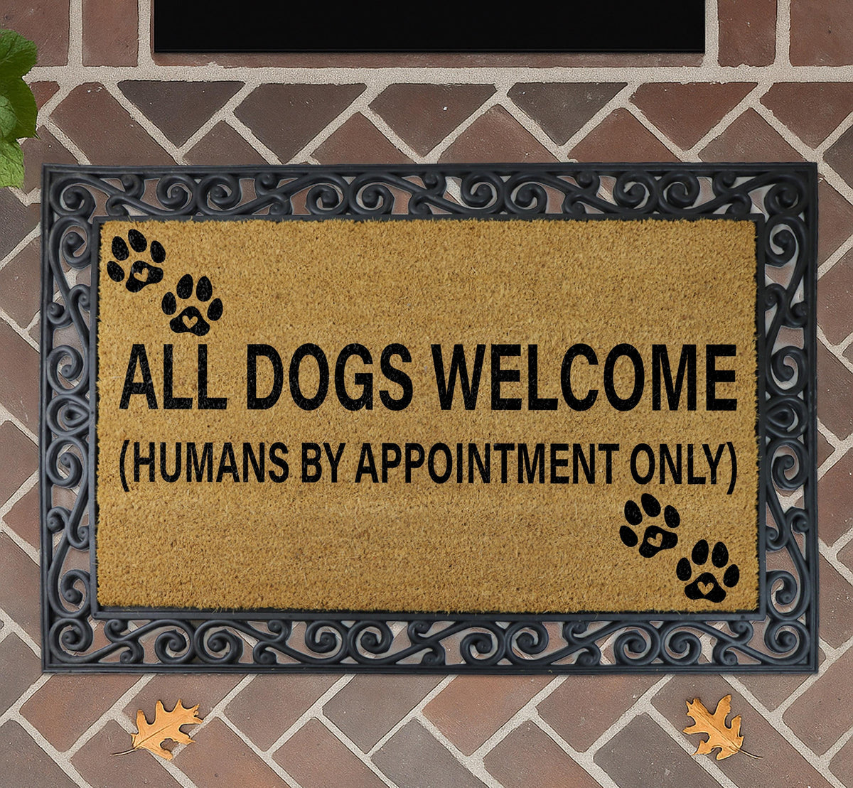 All Dogs Welcome Door Mat, Funny Dog Lover Door Mat, Pet Owner Gift, Dog Paw Print Doormat