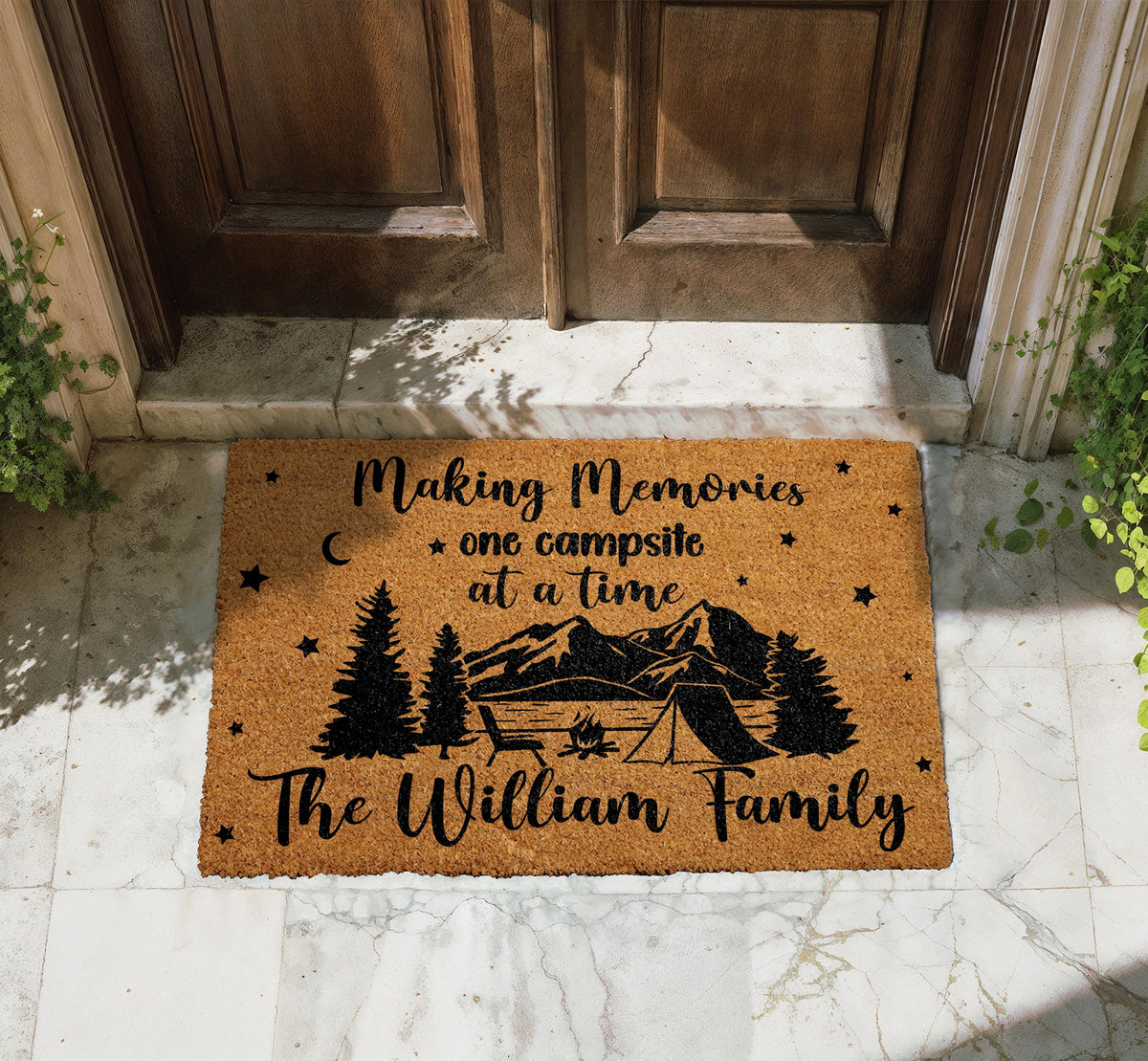 Custom Making Memories One Campsite Doormat, Personalized Family Camping Gift