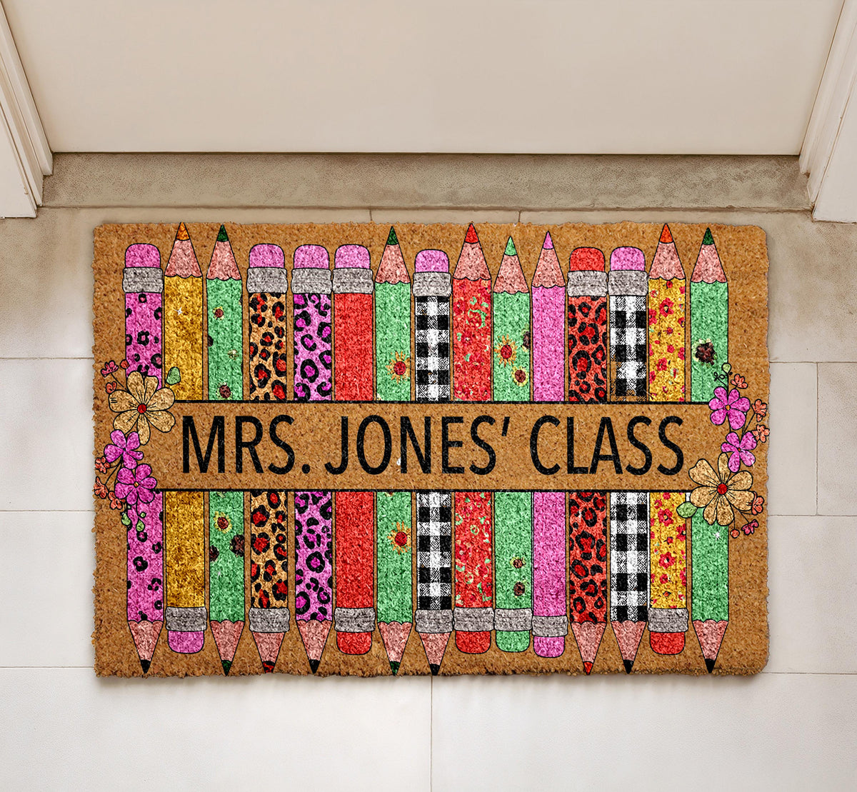 Custom Classroom Doormat, Personalized Teacher Name Welcome Mat, Teacher Appreciation Gift