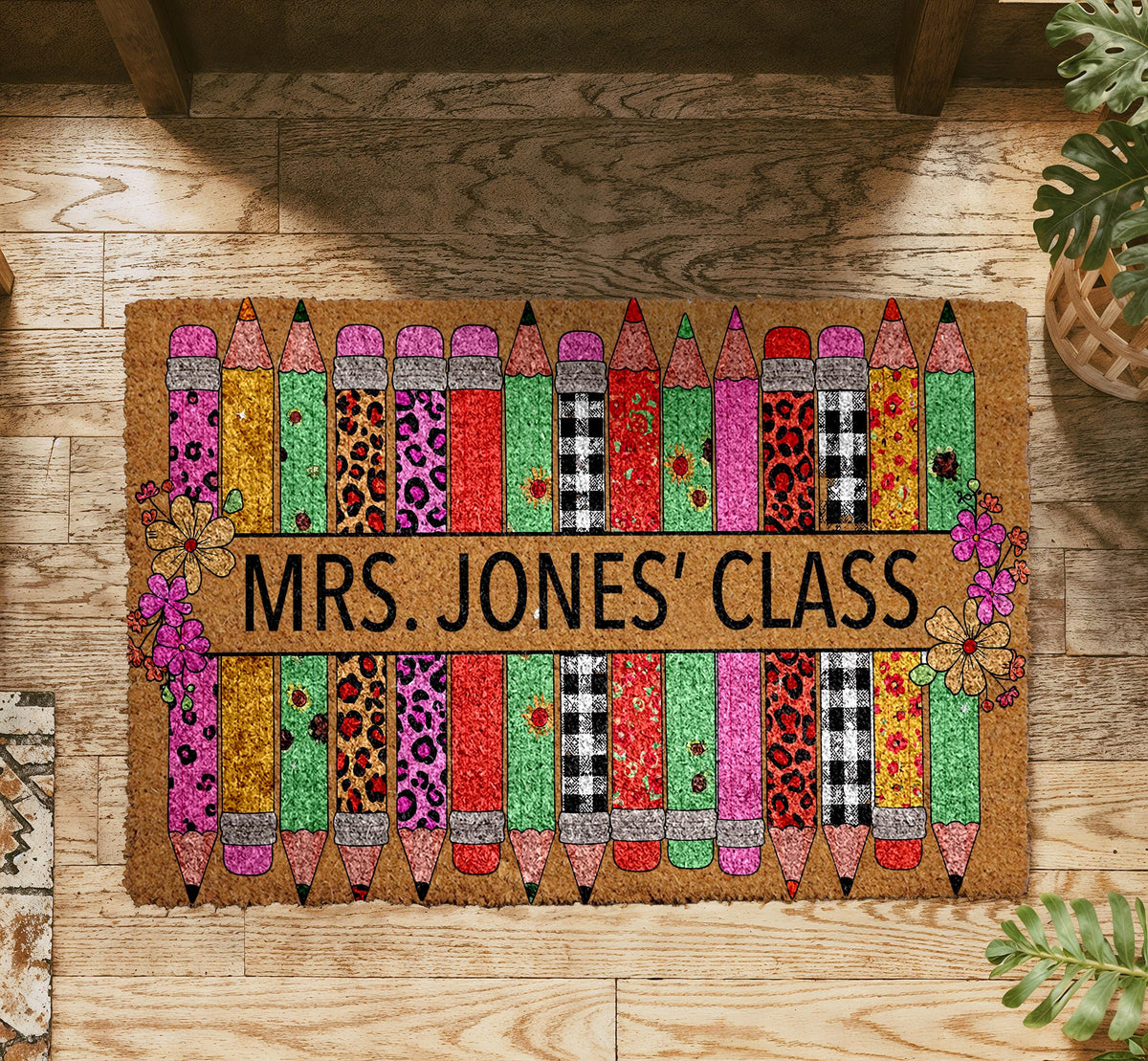 Custom Classroom Doormat, Personalized Teacher Name Welcome Mat, Teacher Appreciation Gift