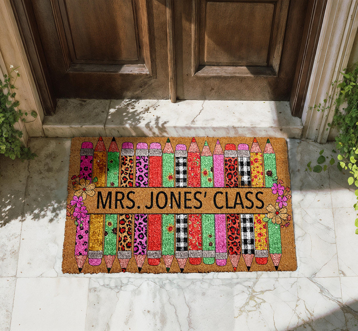 Custom Classroom Doormat, Personalized Teacher Name Welcome Mat, Teacher Appreciation Gift