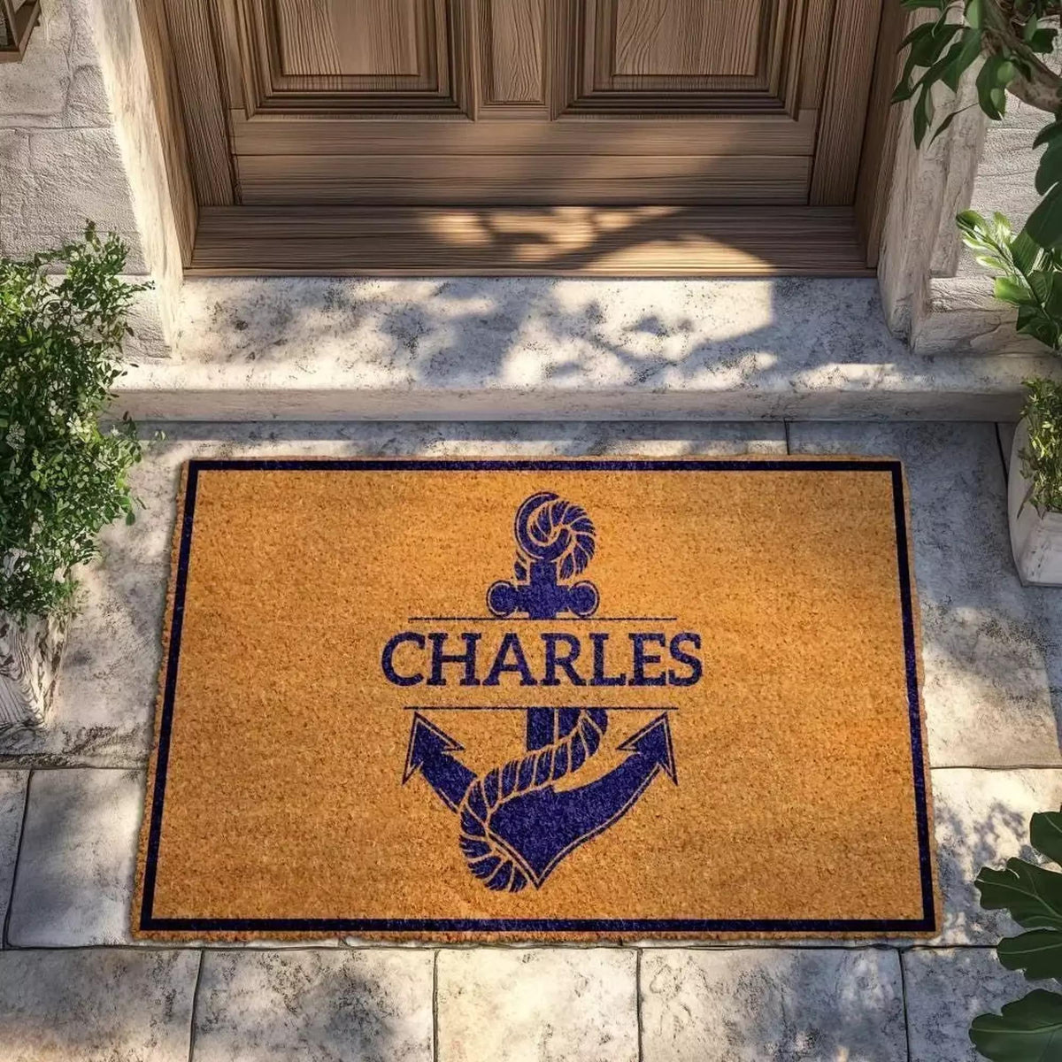 Personalized Anchor Doormat, Custom Family Name Welcome Mat, Nautical Door Mats