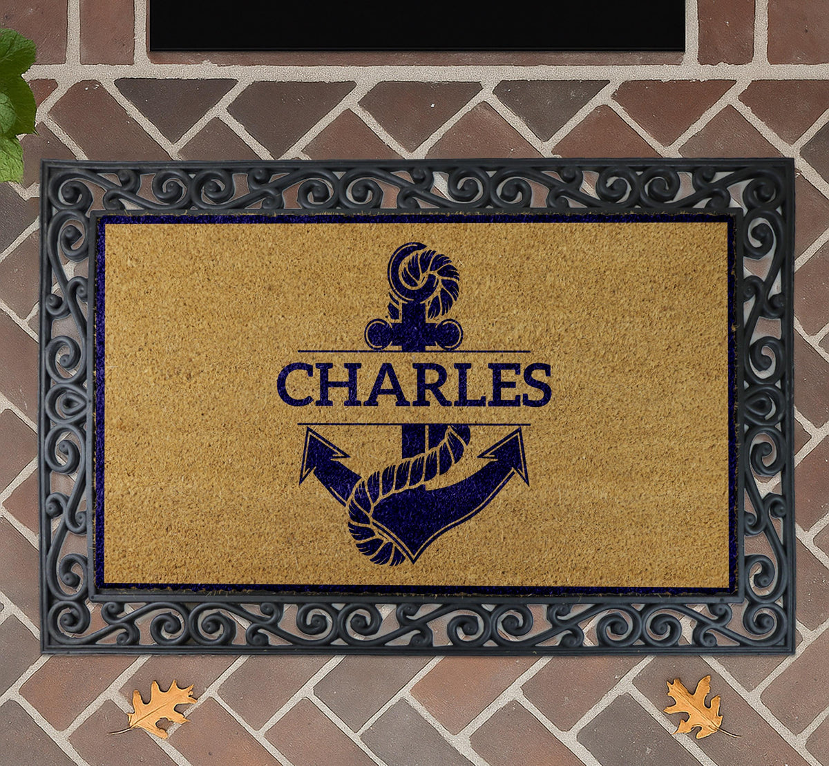 Personalized Anchor Doormat, Custom Family Name Welcome Mat, Nautical Door Mats