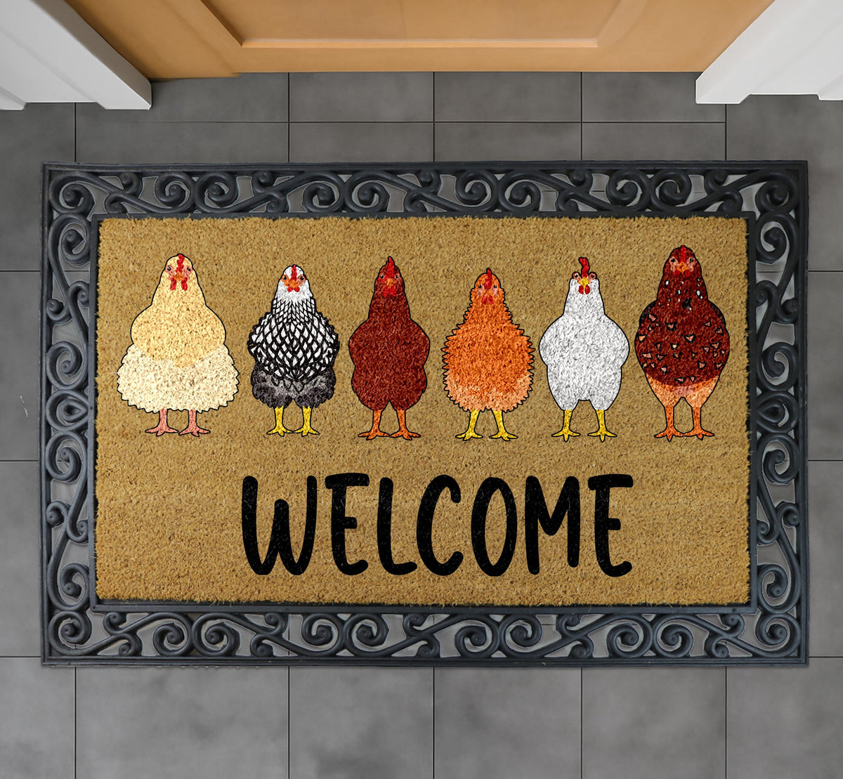 Chicken Welcome Mat, Funny Farmhouse Doormat, Farm Animal Decor, Chicken Lover Front Porch Mat