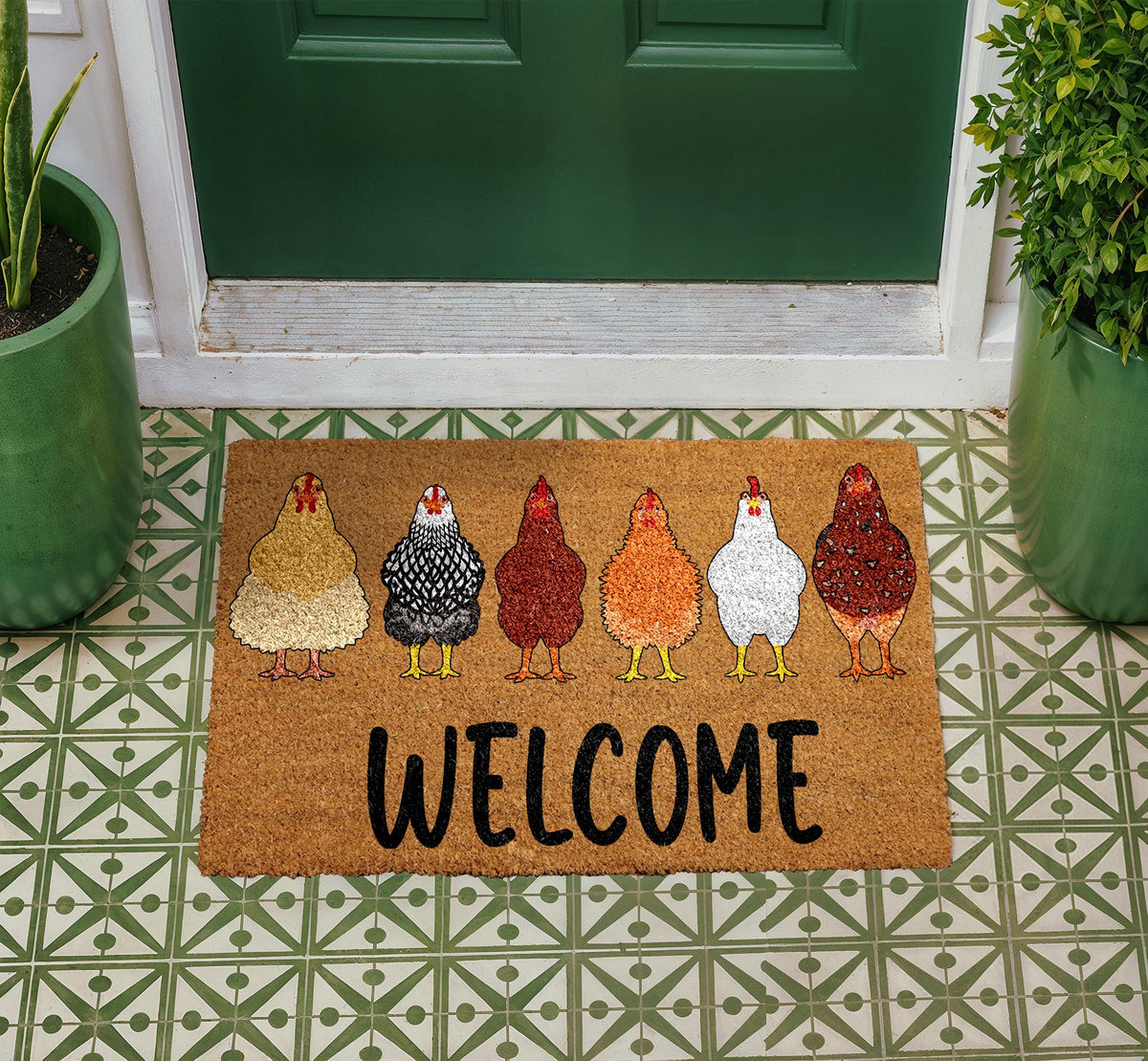 Chicken Welcome Mat, Funny Farmhouse Doormat, Farm Animal Decor, Chicken Lover Front Porch Mat