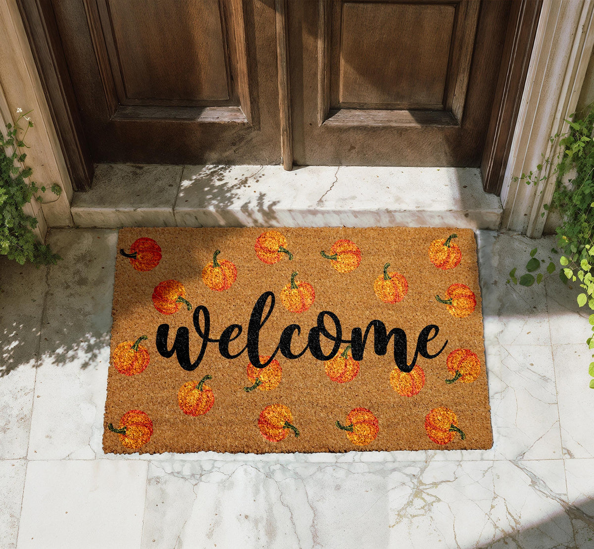 Welcome Pumpkin Pattern Doormat, Cute Fall Welcome Mat, Thanksgiving Home Decor
