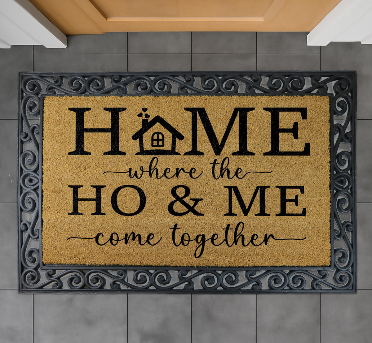 HOME Where the HO & ME Come Together Doormat, Funny Adult Humor Welcome Mat, Sarcastic Gift