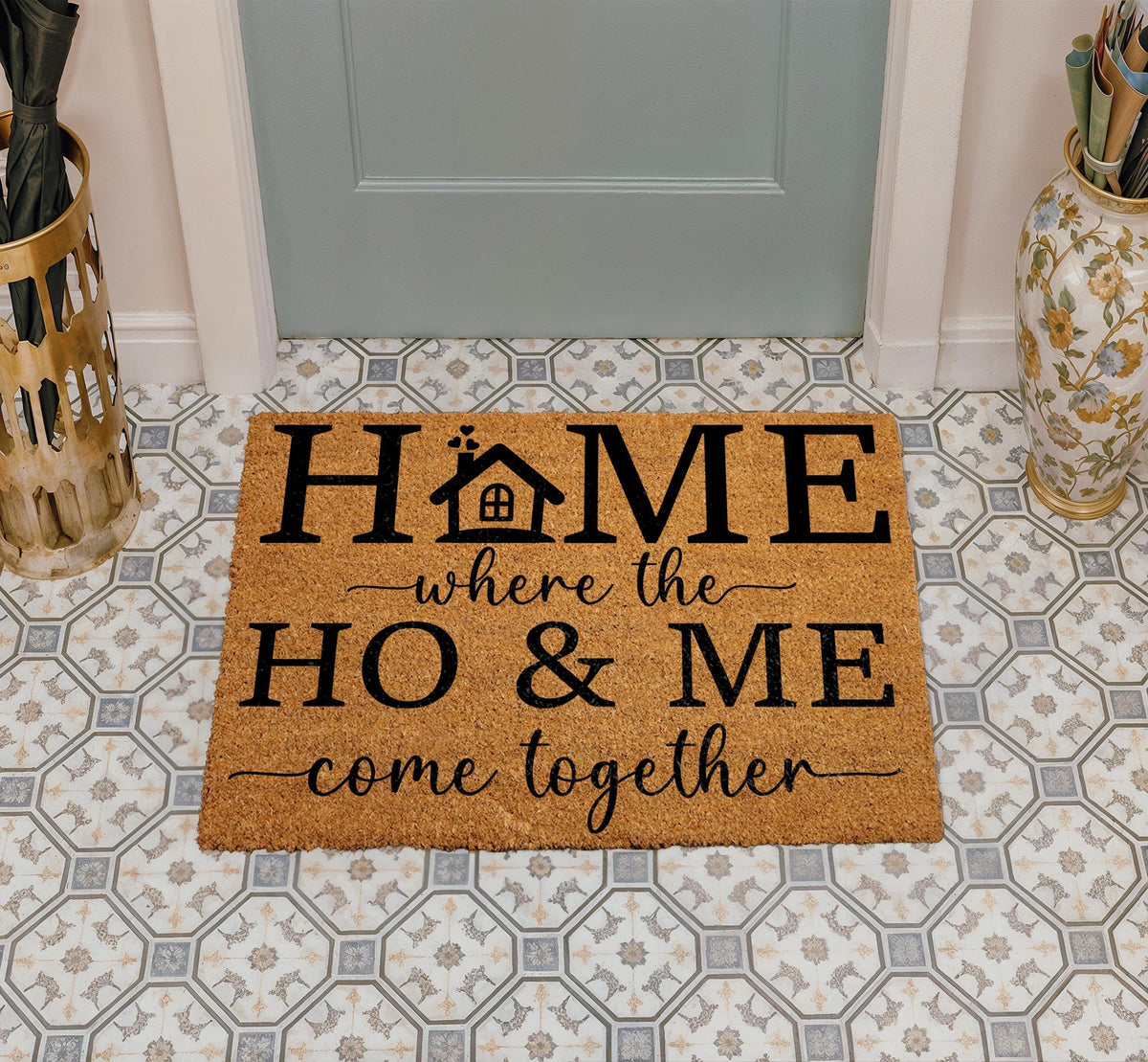HOME Where the HO & ME Come Together Doormat, Funny Adult Humor Welcome Mat, Sarcastic Gift