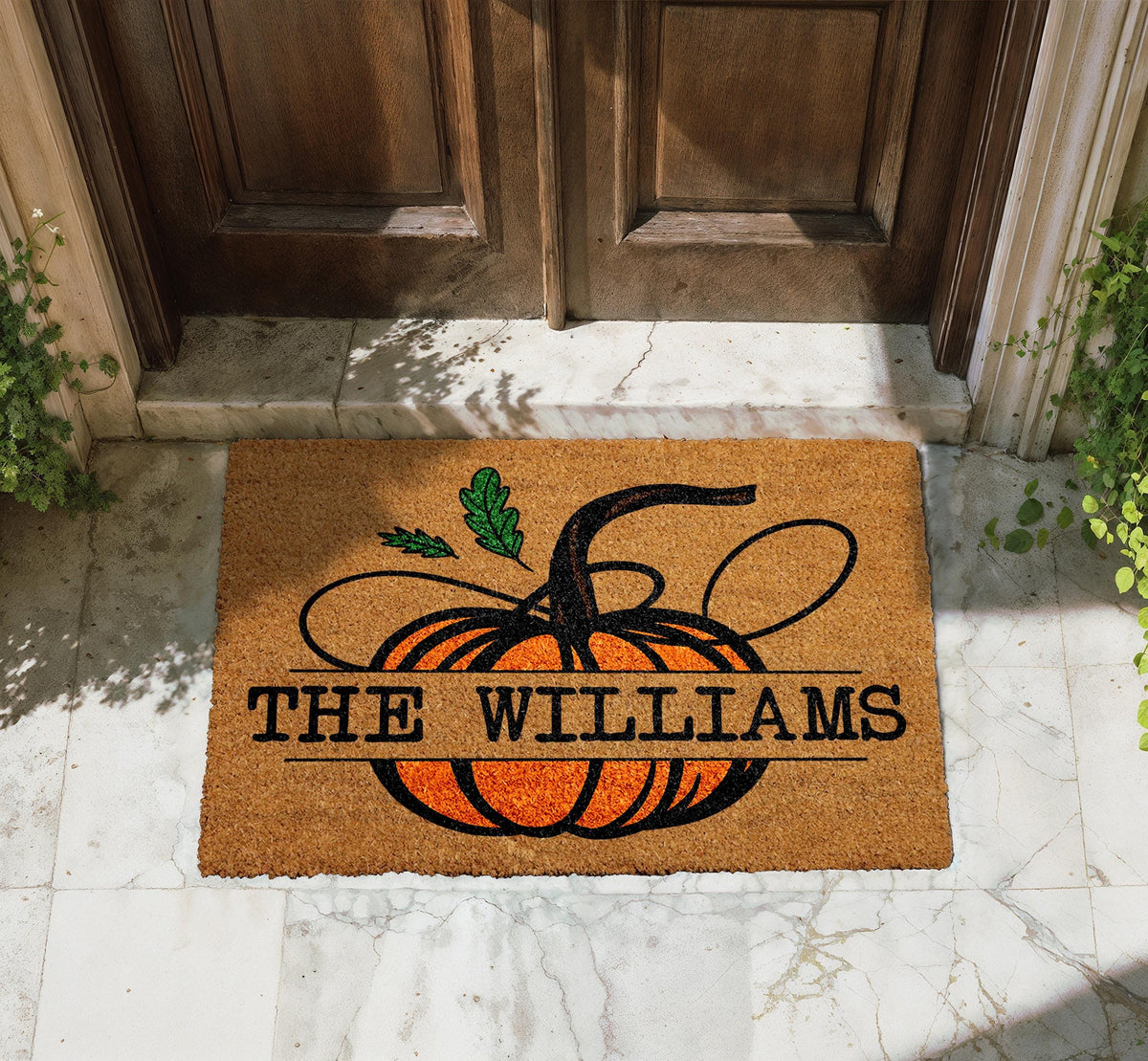 Personalized Pumpkin Doormat, Custom Family Name Pumpkin Welcome Mat, Fall Home Decor