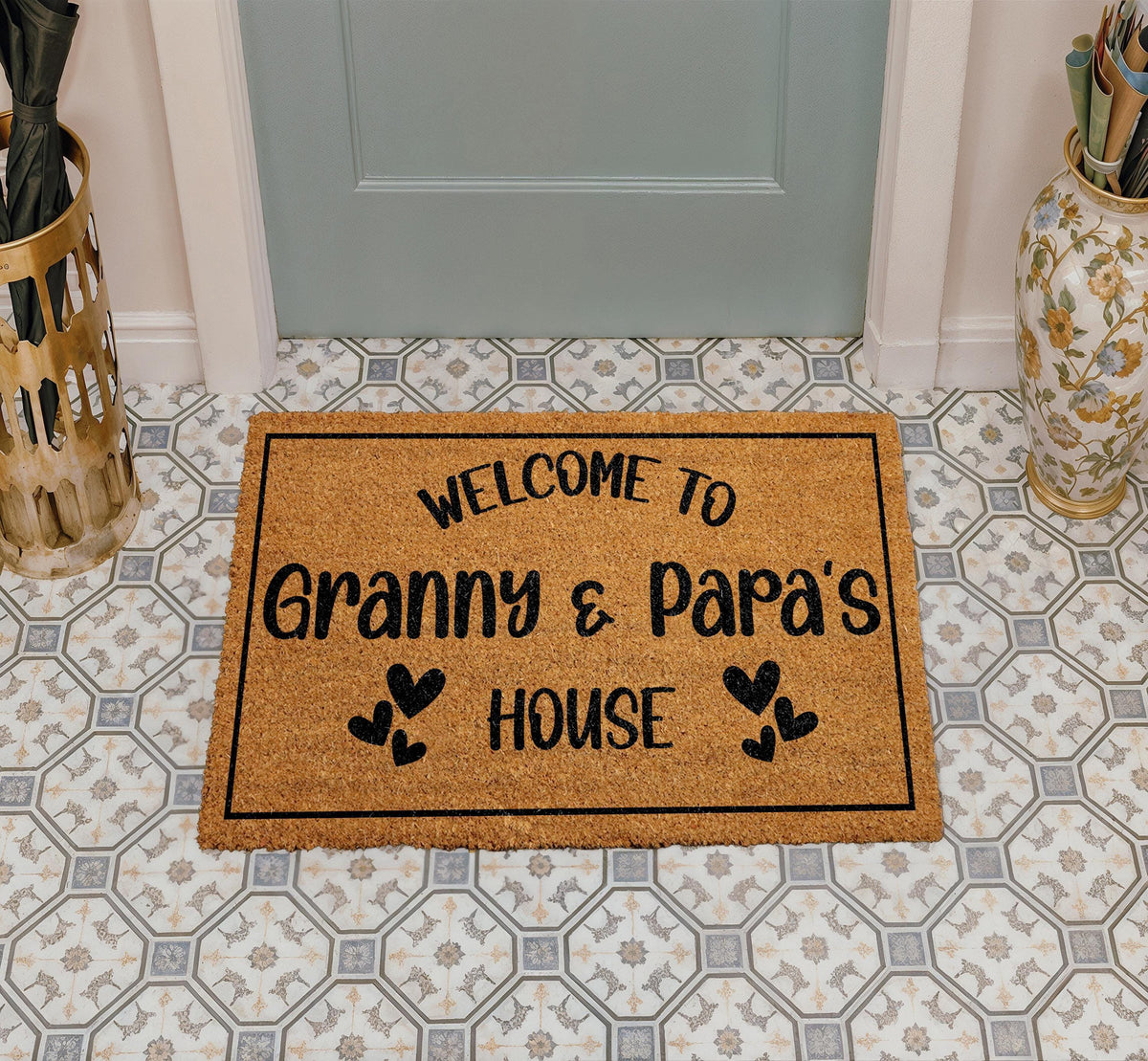 Welcome to Granny & Papa's House Doormat, Grandparents Welcome Mat, Family Home Decor