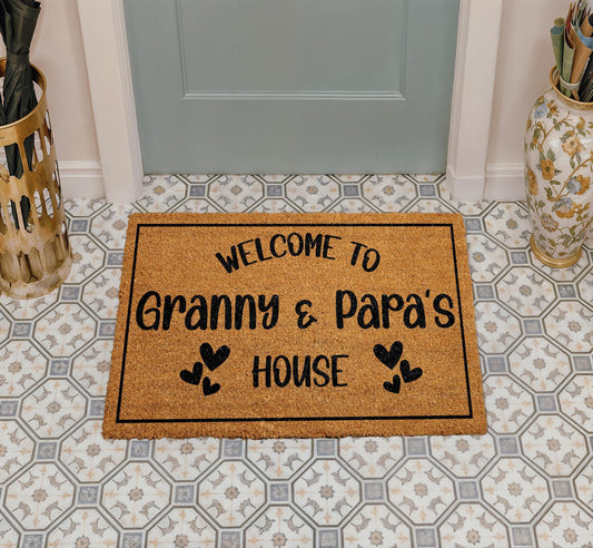 Welcome to Granny & Papa's House Doormat, Grandparents Welcome Mat, Family Home Decor