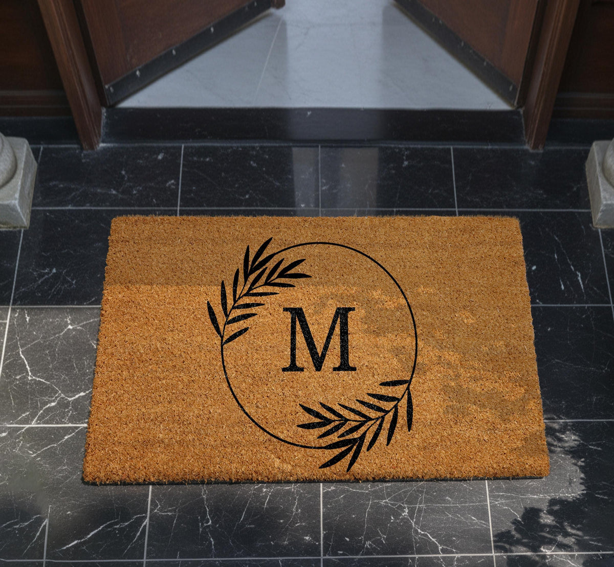 Personalized Natural Coir Monogram Doormat, Custom Family Name Welcome Mat