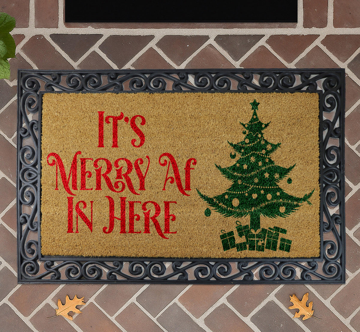 It's Merry AF In Here Christmas Doormat, Funny Holiday Welcome Mat
