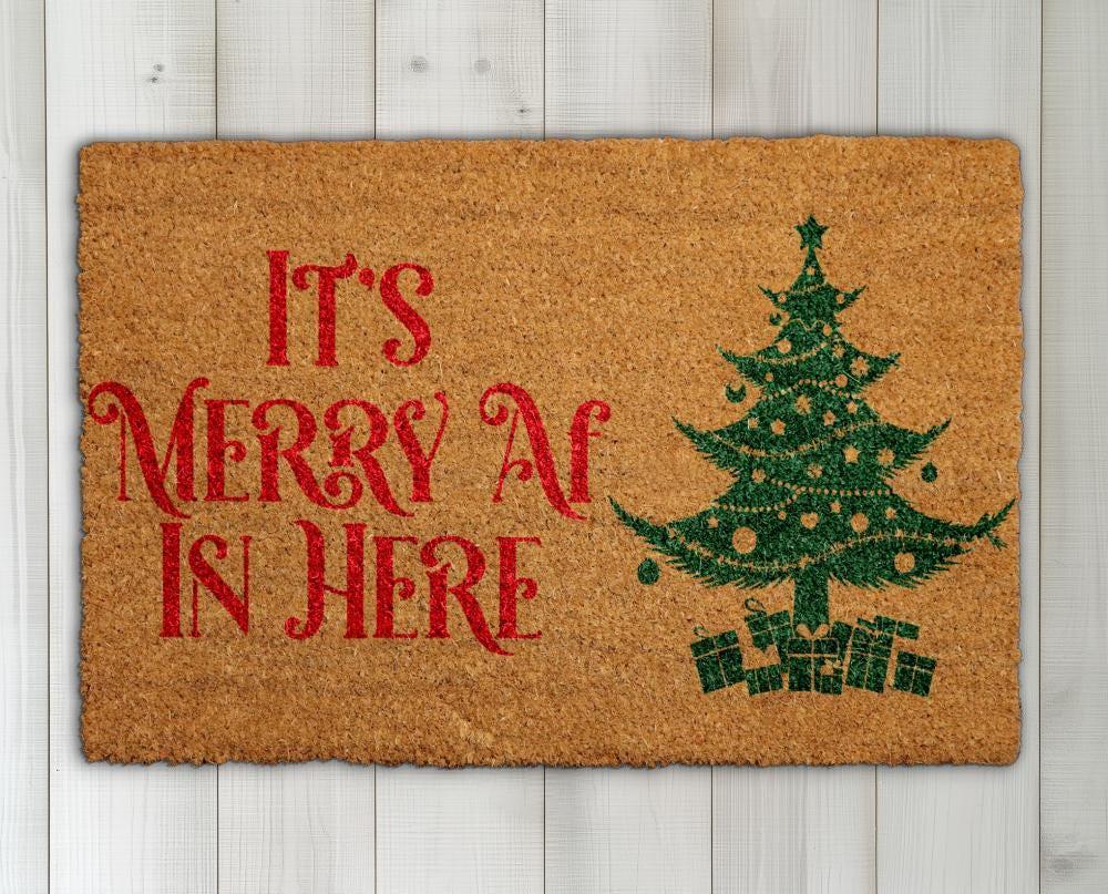 It's Merry AF In Here Christmas Doormat, Funny Holiday Welcome Mat