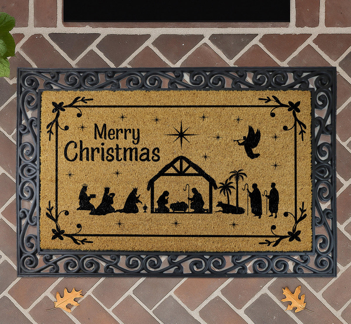 Nativity Christmas Doormat, Merry Christmas Welcome Mat, Religious Holiday Mats