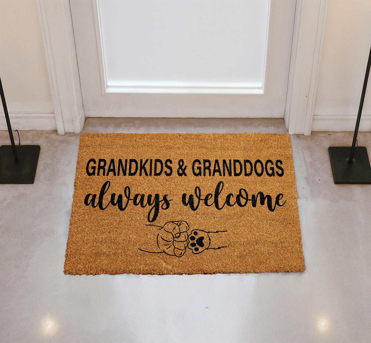 Grandkids & Granddogs Always Welcome Mat, Grandparent Gifts, Dog Lover Welcome Mat