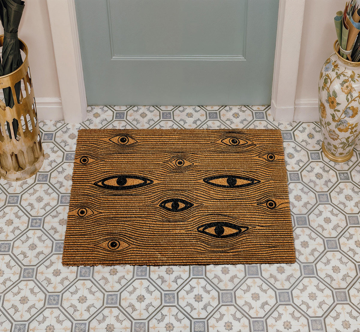 All Seeing Eye Doormat, Mystical Eyes Welcome Mat, Gothic Home Entrance Rug