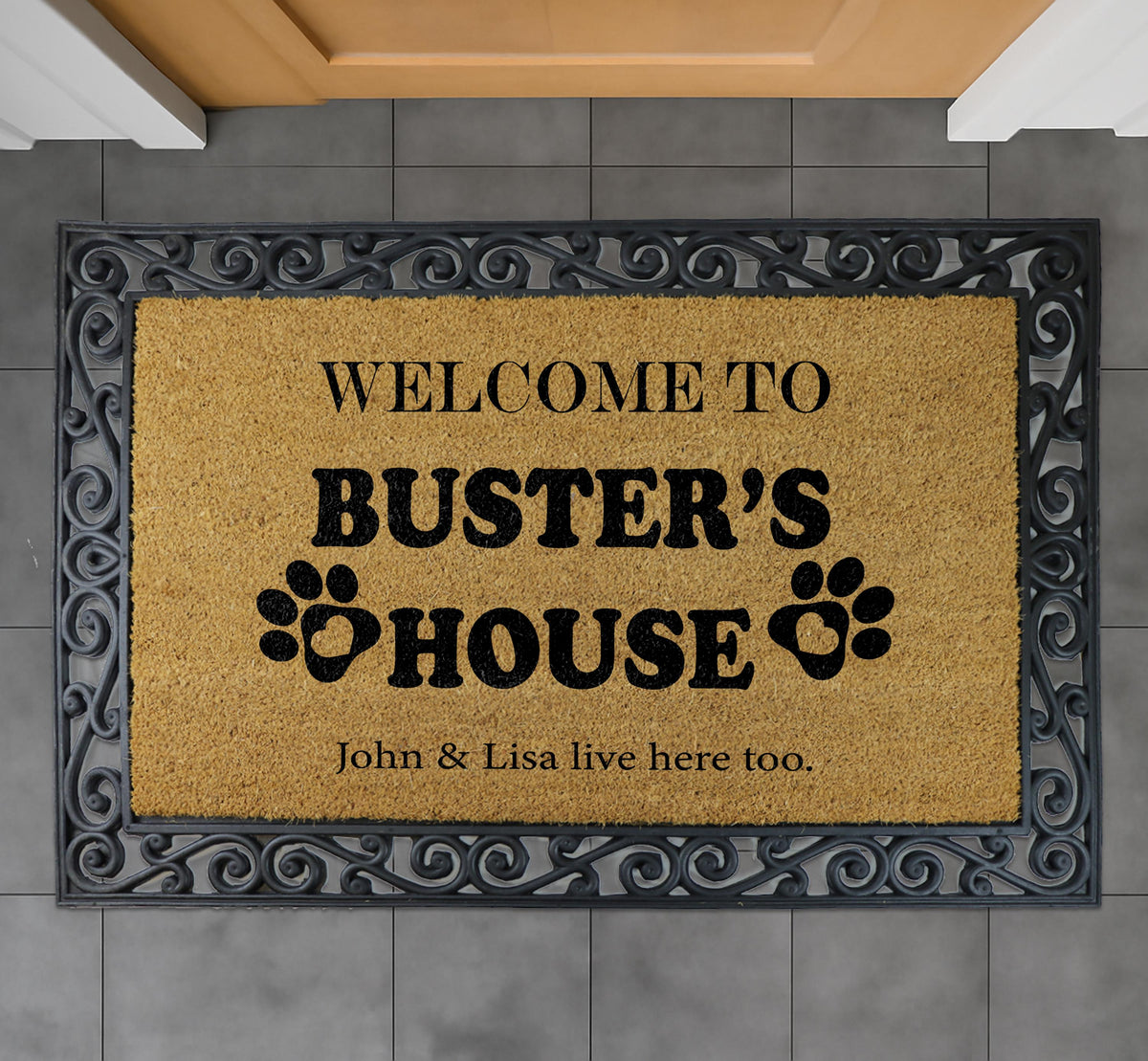 Personalized Dog Coco Doormat, Custom Pet Name Welcome Mat, Unique Pet Lover Gift