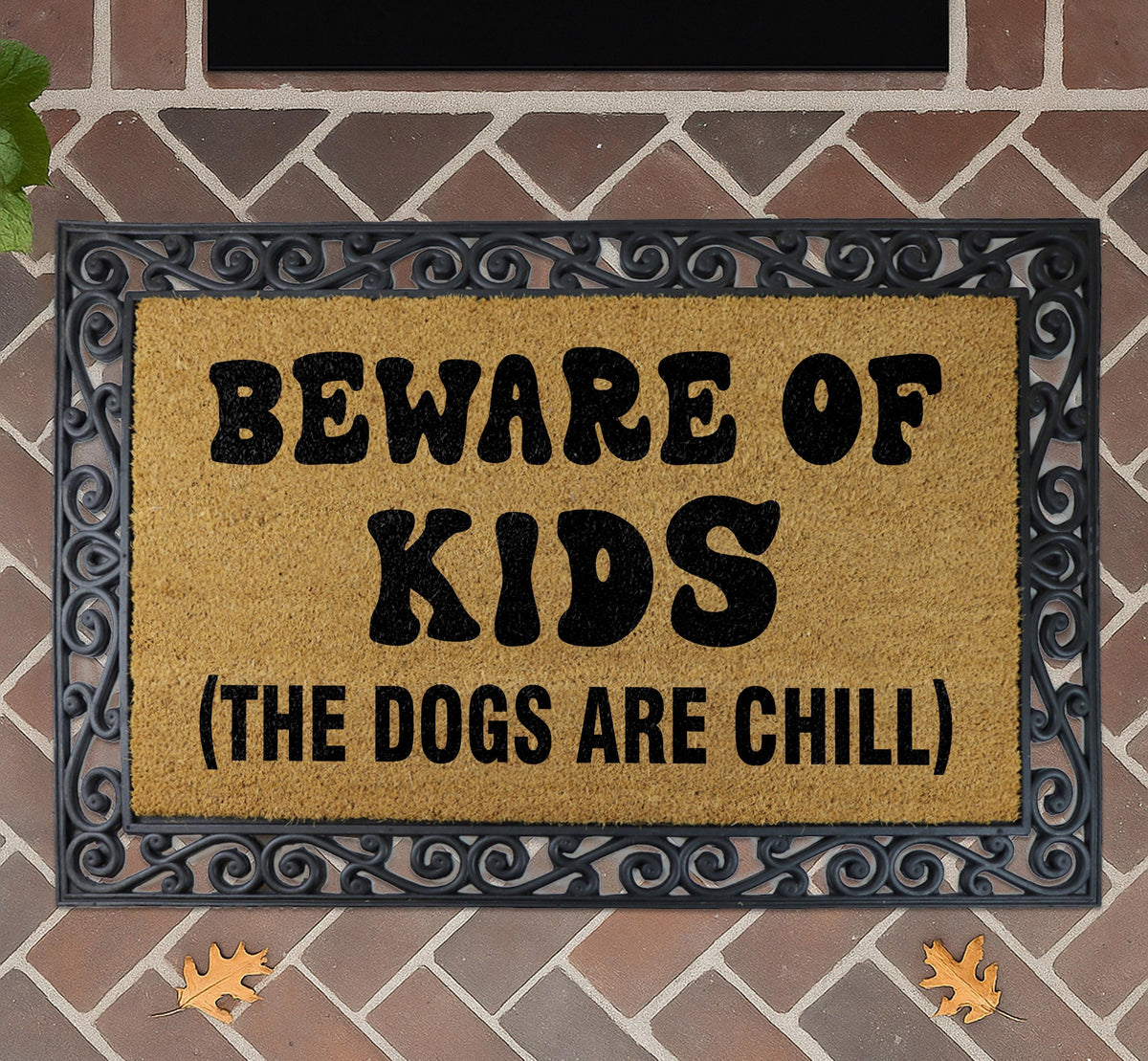 Funny Beware of Kids Doormat, Humorous Family Welcome Mat, New Parents Gift, Coir Entryway Mat