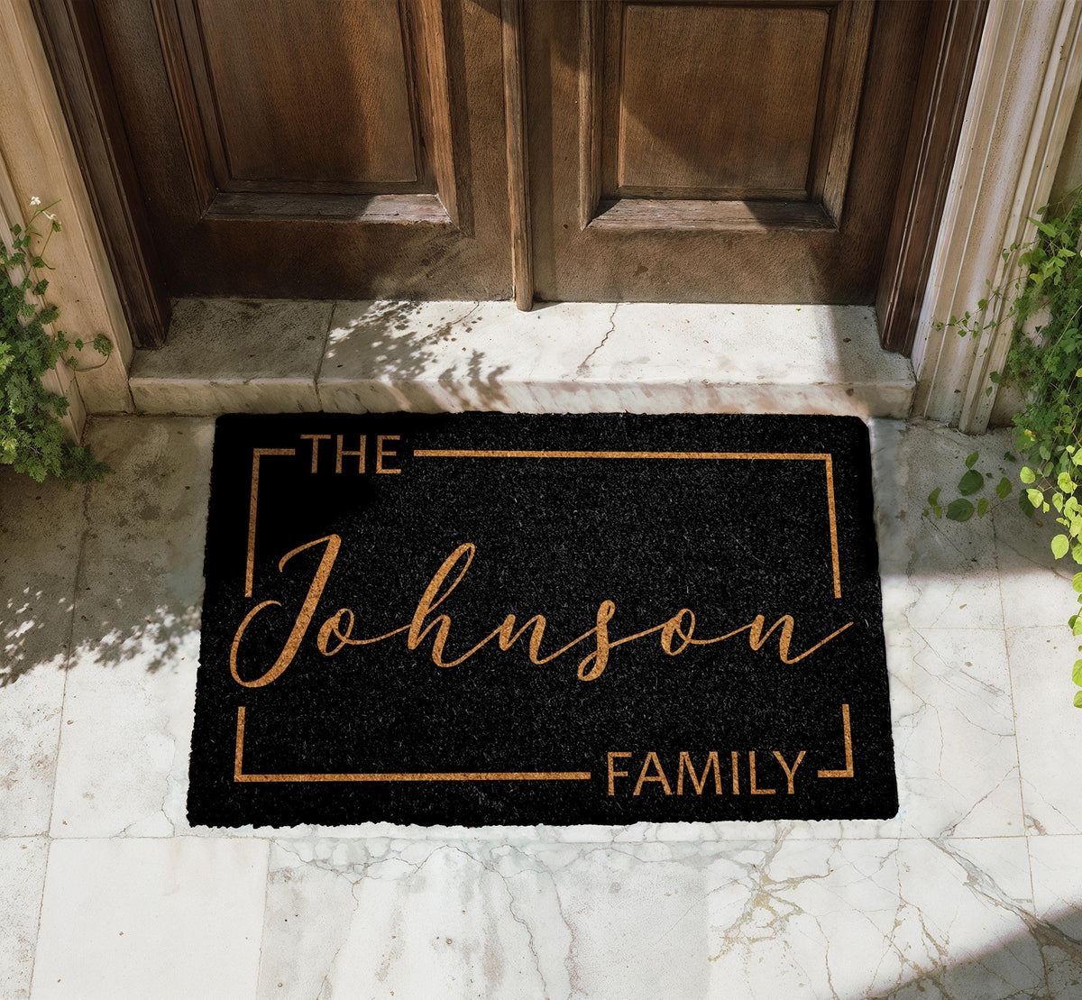 Custom Family Name Coco Doormat, Personalized Name Natural Coir Mat, Last Name Welcome Door Mat