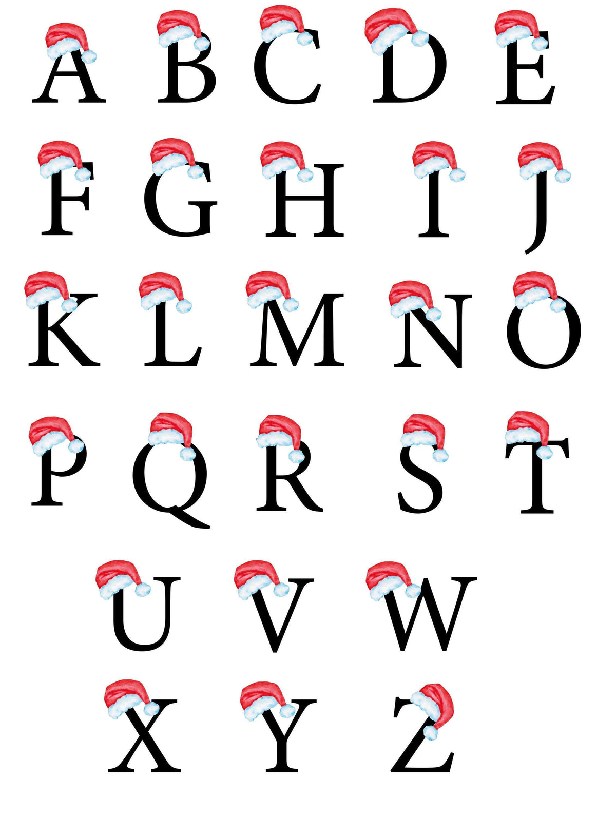 Santa Hat Initial Welcome Mat, Personalized Christmas Monogram Doormat