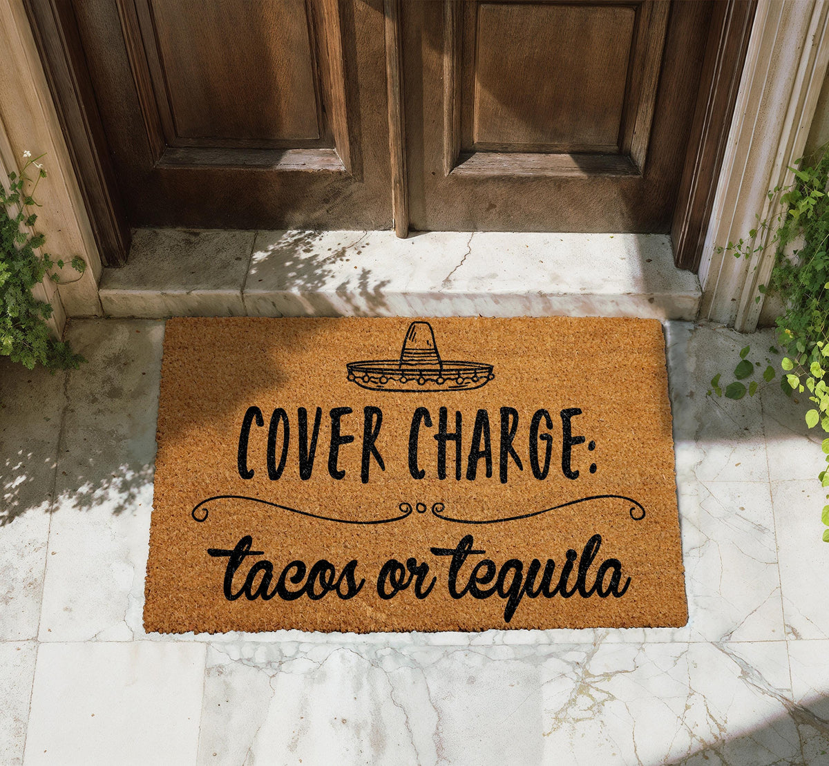 Cover Charge Tacos or Tequila Doormat, Mexican Fiesta Home Decor, Cinco de Mayo Welcome Mat