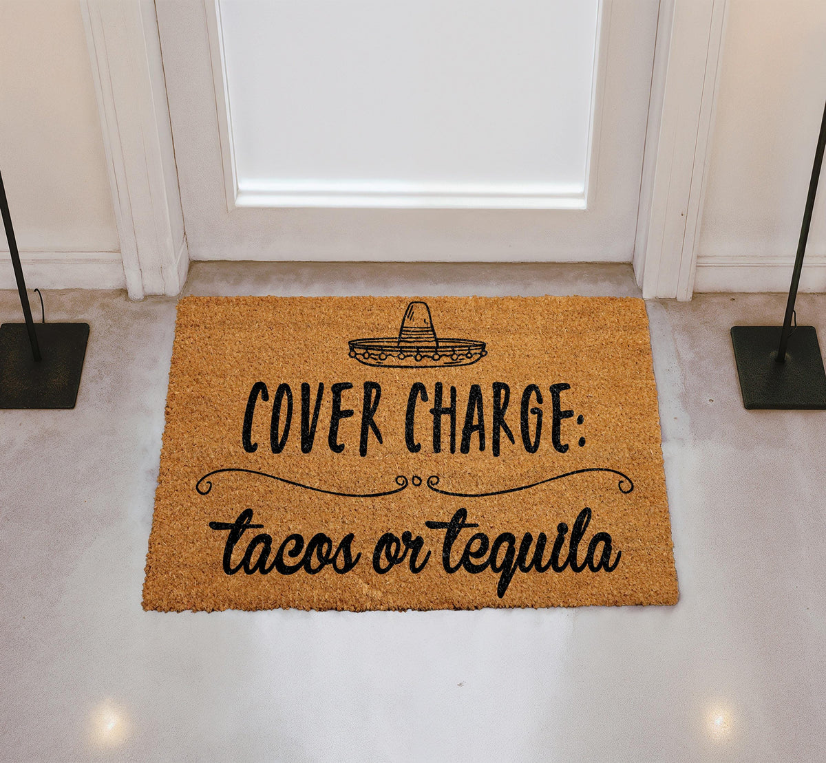 Cover Charge Tacos or Tequila Doormat, Mexican Fiesta Home Decor, Cinco de Mayo Welcome Mat