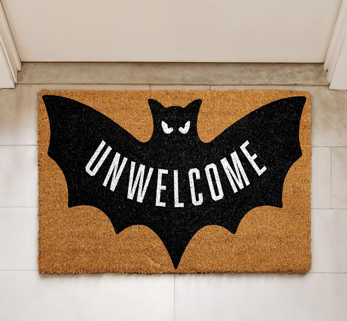 Halloween Unwelcome Mat, Funny Bat Doormat, Spooky Front Door Decor, Gothic Halloween Gift