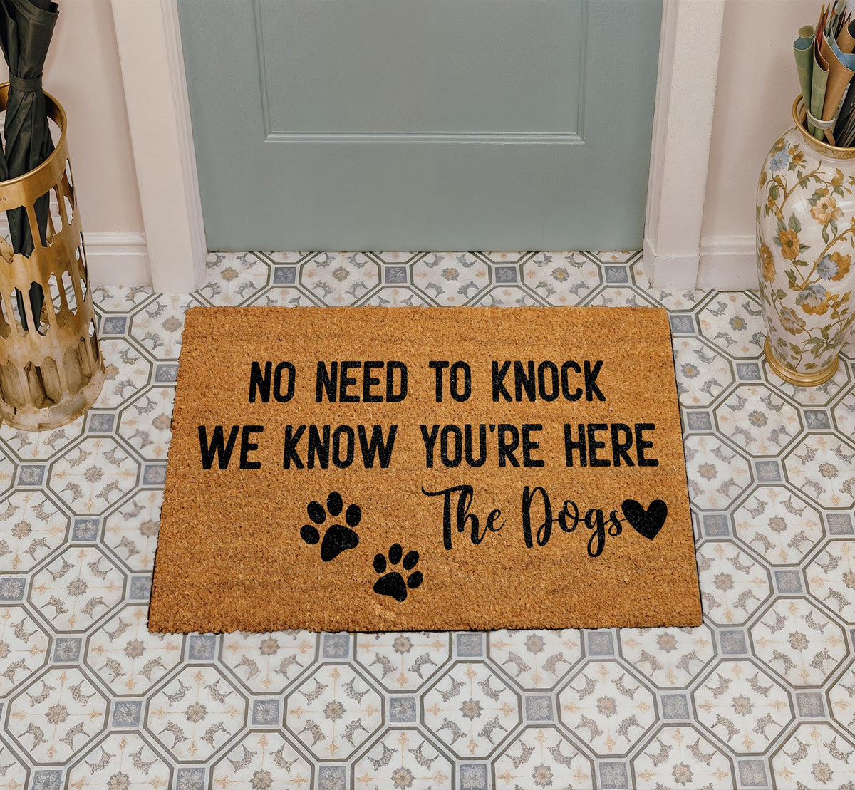 Natural Coir Doormat, Dog Lover Welcome Mat, Farmhouse Entryway Decor