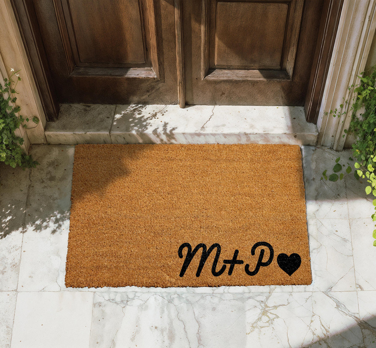 Personalized Doormat with Initials and Heart, Custom Welcome Door Mat, Coir Front Porch Rug