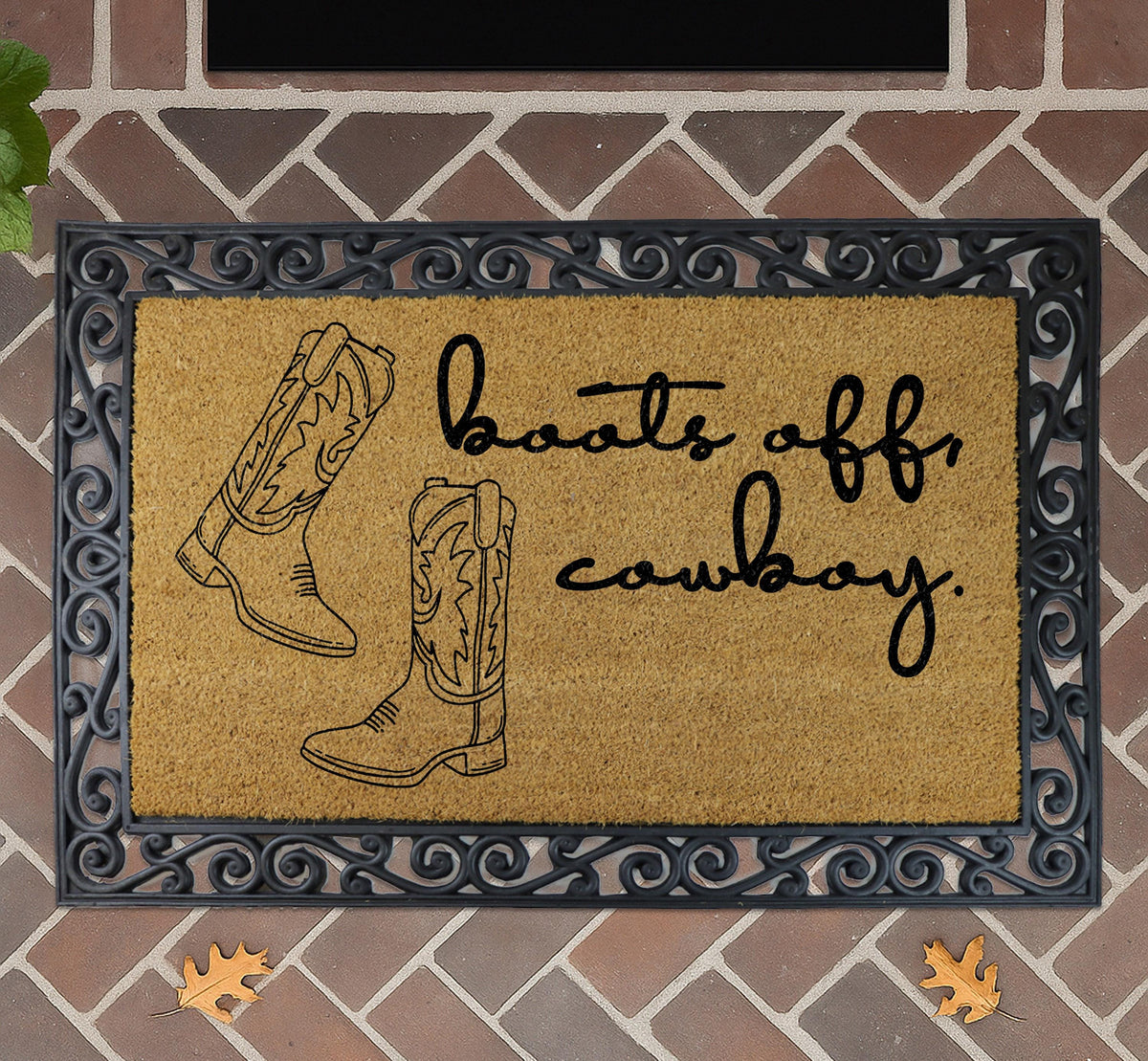 Boots Off Cowboy Doormat, Western Welcome Mat, Southern Home Decor, Ranch Outdoor Coir Mat