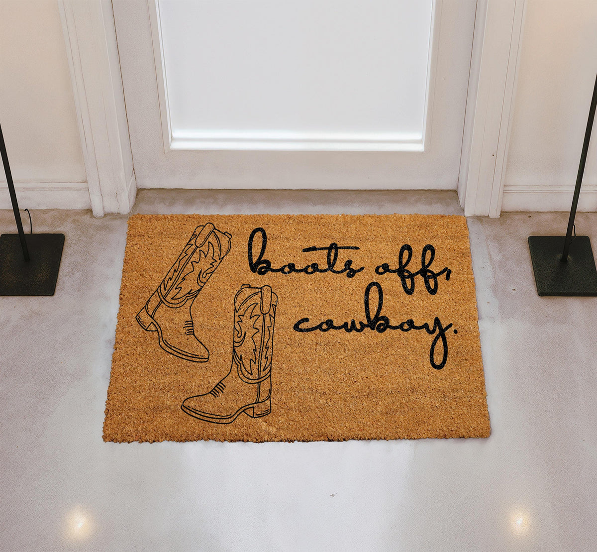 Boots Off Cowboy Doormat, Western Welcome Mat, Southern Home Decor, Ranch Outdoor Coir Mat