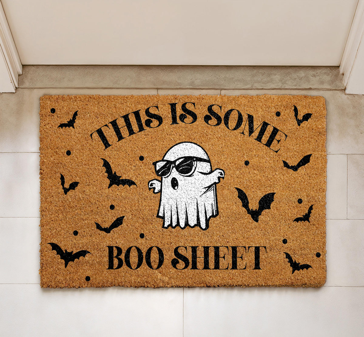 This Is Some Boo Sheet Doormat, Spooky Home Entrance Decor, Cool Ghost Front Porch Rug