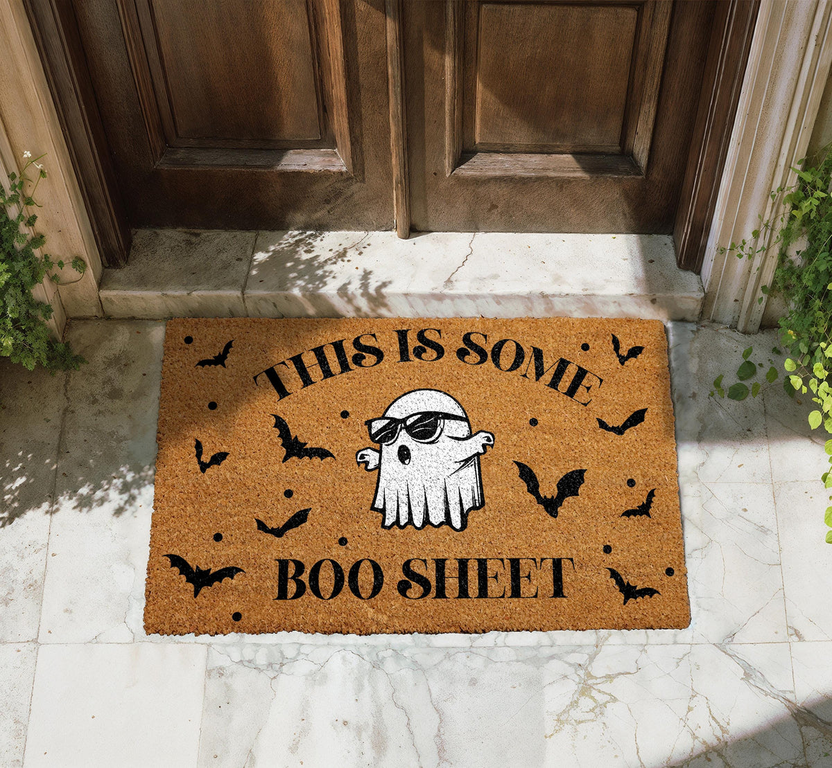 This Is Some Boo Sheet Doormat, Spooky Home Entrance Decor, Cool Ghost Front Porch Rug