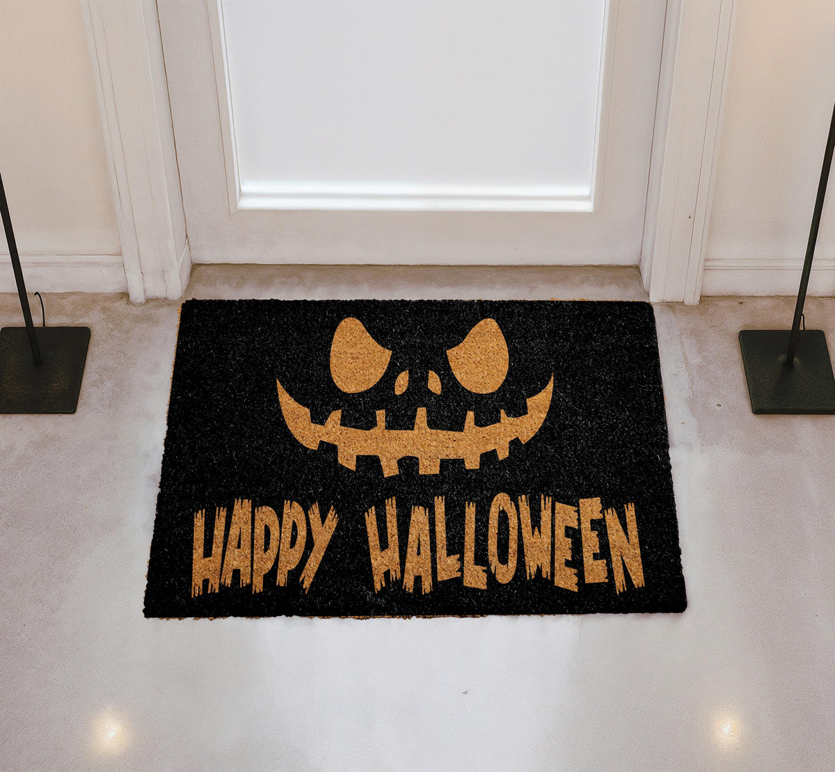 Happy Halloween Doormat, Spooky Pumpkin Welcome Mat, Fall Entryway Coir Mat