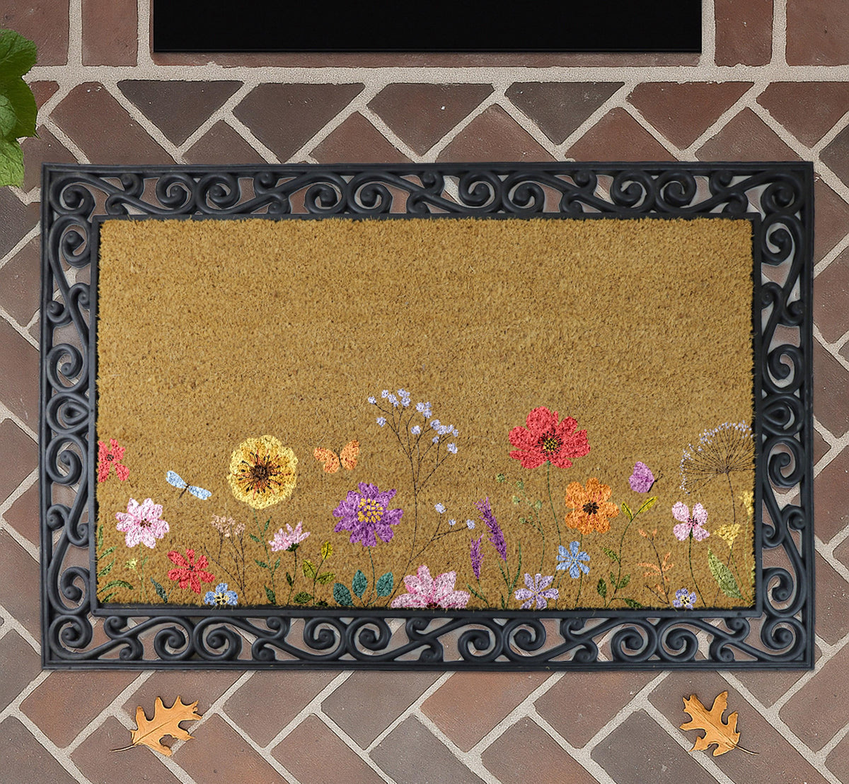 Flowers Wildflowers Doormat, Nature Lover Front Porch Rug, Coir Entrance Mat