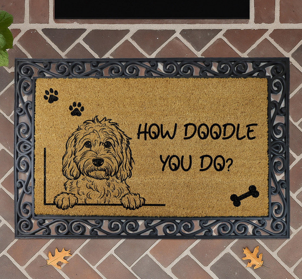 Personalized Doodle Doormat, Coir Welcome Mat, Labradoodle Dog Lover Gift (18"x30")