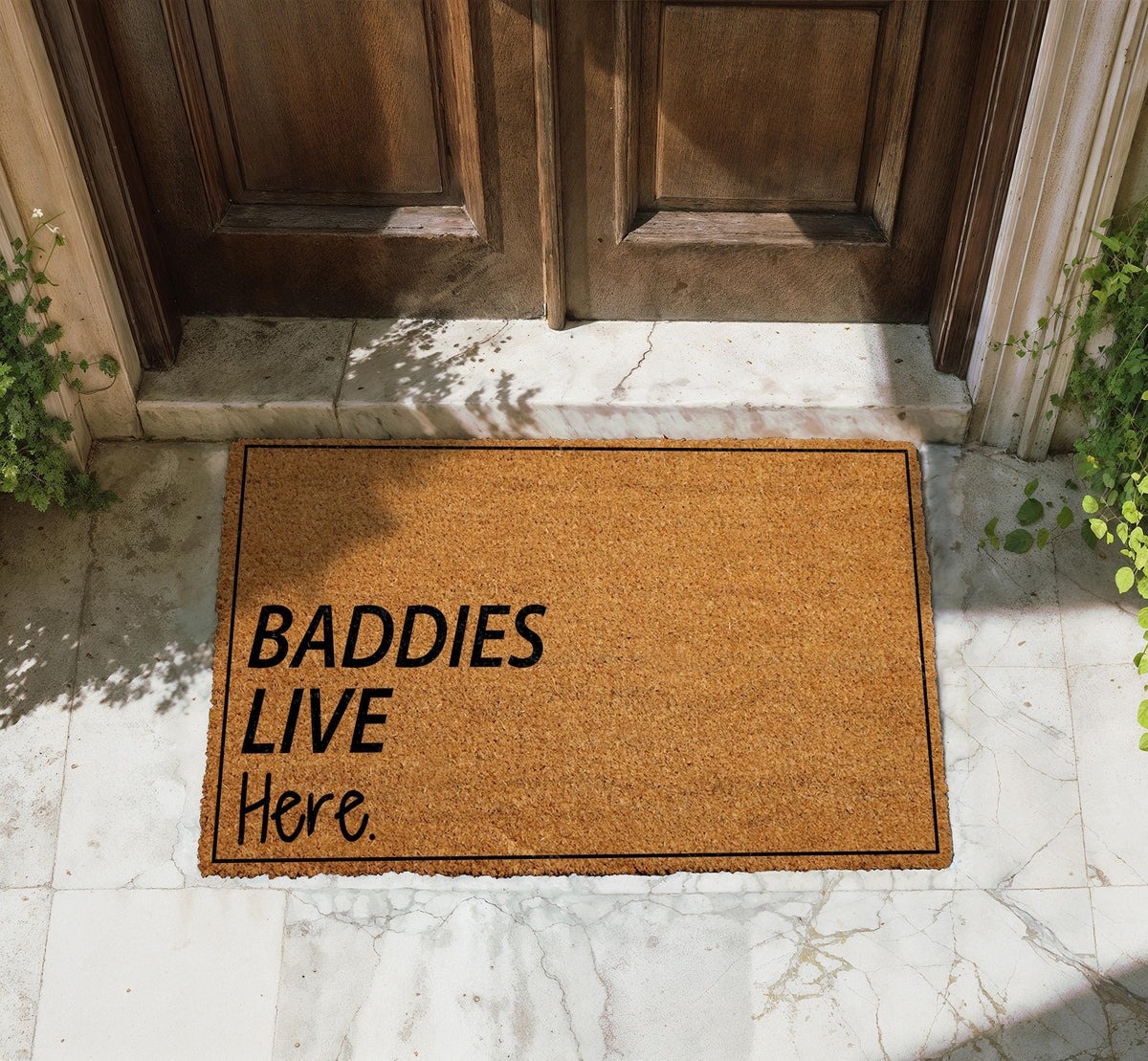 Baddies Live Here Doormat, Dorm Room Welcome Mat, Apartment Front Door Mat