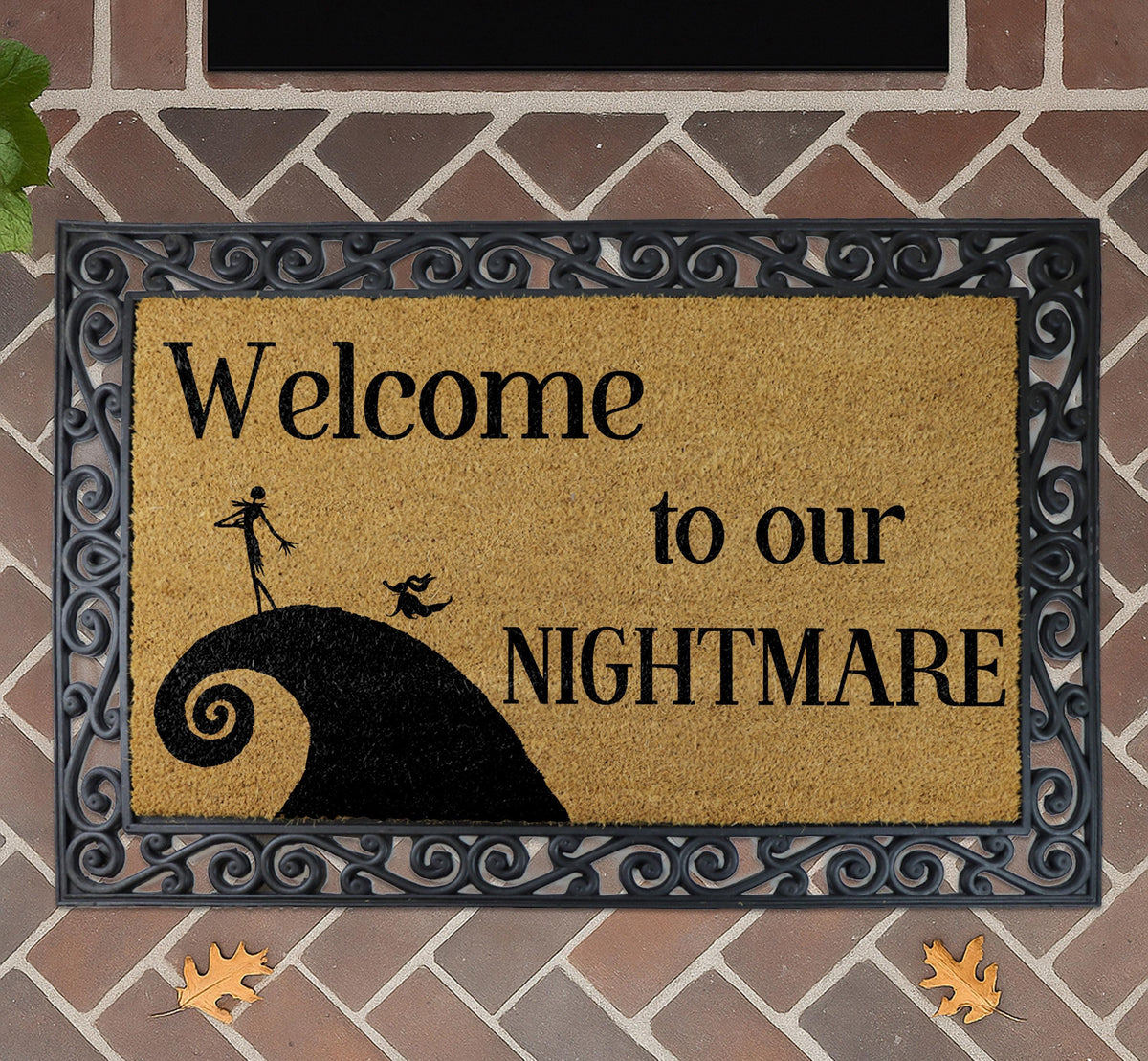 Welcome to Our Nightmare Doormat, Spooky Halloween Welcome Mat, Horror Movie Inspired Door Mat