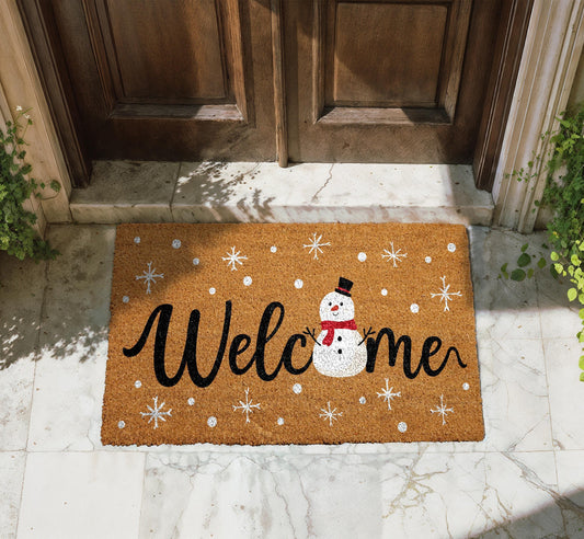 Snowman Welcome Mat, Snowflake Doormat, Winter Home Entrance Decor